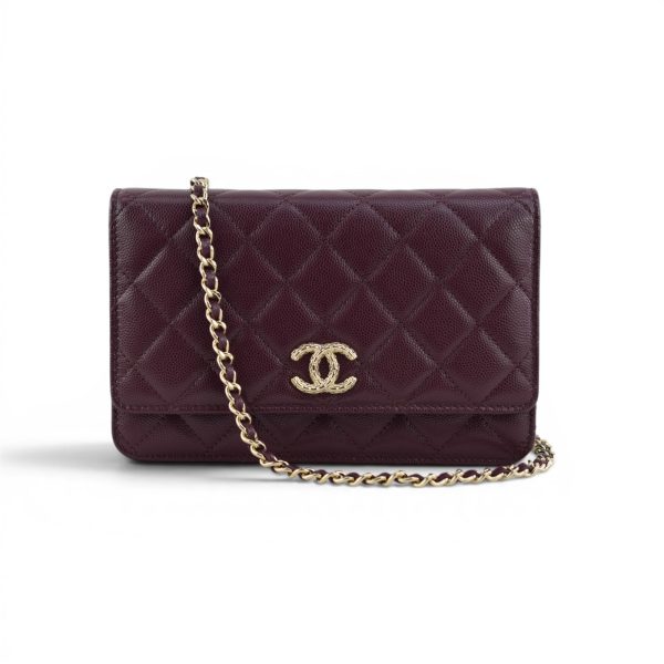 Chanel Wallet on Chain in burgundy, front view