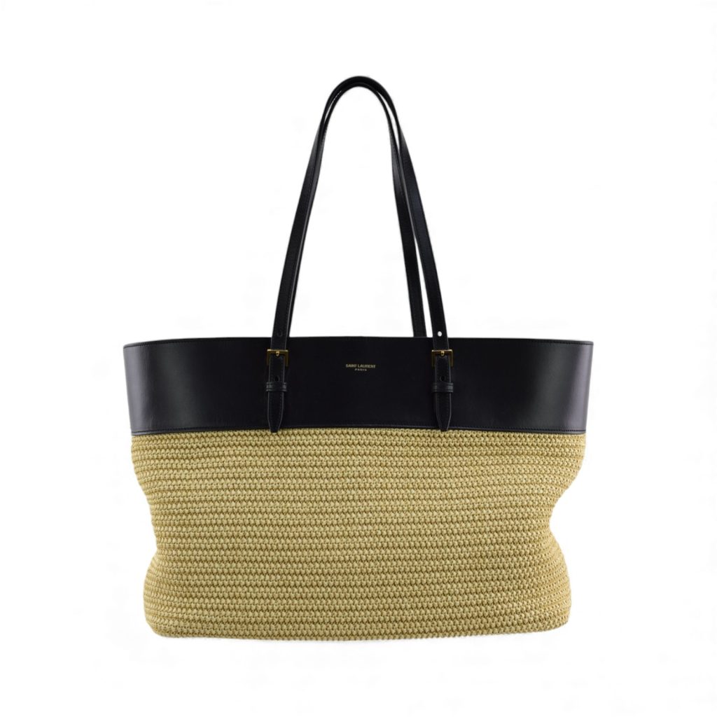 Saint Laurent Boucle Medium Raffia Shopper Tote